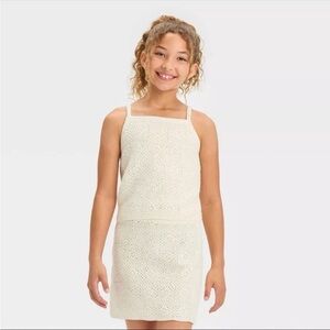 Girls' Crochet Knit Granny Square Tank Top - Art Class™ White M